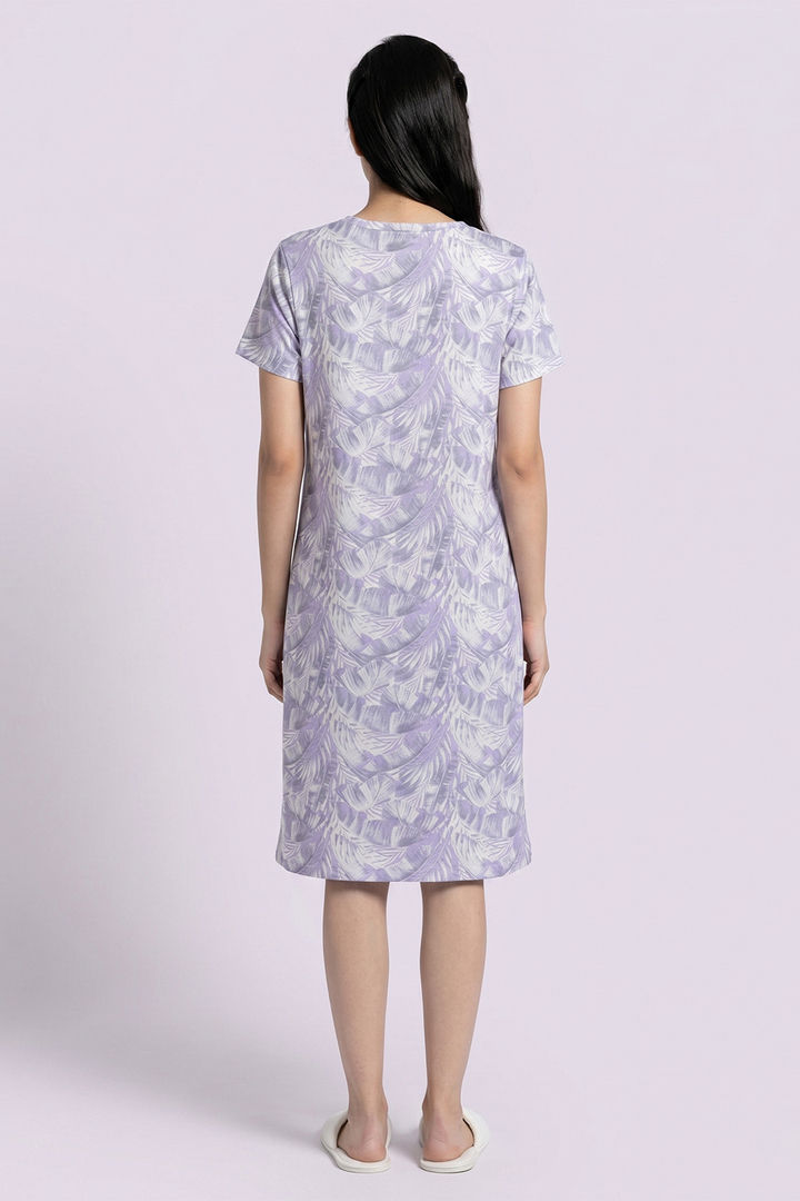 Zivame Beach Collection Knit Poly Knee Length Nightdress With Inbuilt Slip on Bra - Blanc De — image 2